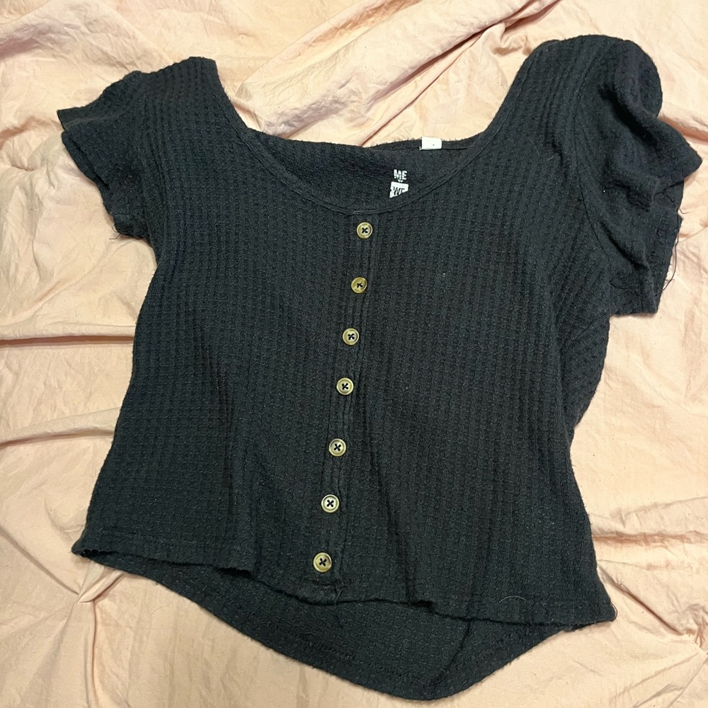 Black Button-Up Women's Top